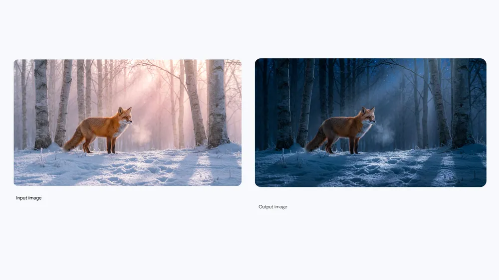 Reference image transformed from day to night