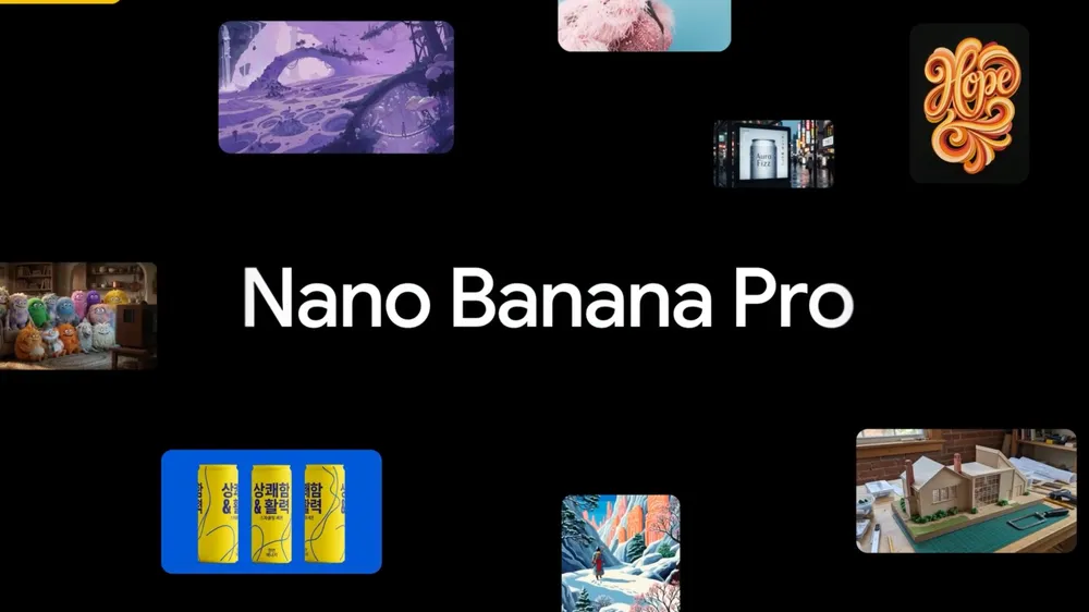 Official Nano Banana Pro launch artwork with a gallery of polished image-generation examples