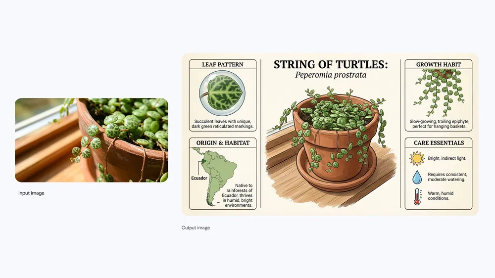 Official Nano Banana Pro infographic example turning a plant reference into a structured visual explanation